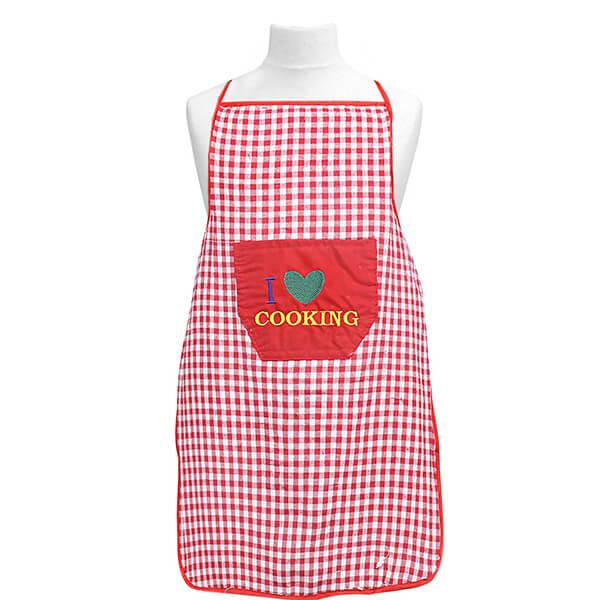 Red Customized Cotton Waterproof Apron with Front Pocket