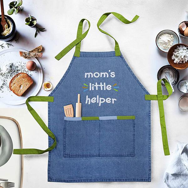 Denim Customized Kid's Apron with Pockets for Cooking, Baking, Art (6+ Yrs)