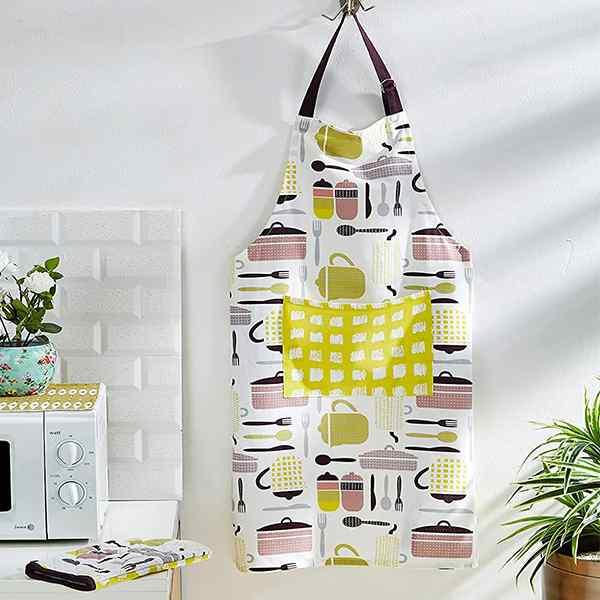 Yellow Customized Kitchen Apron and Oven Glove Set