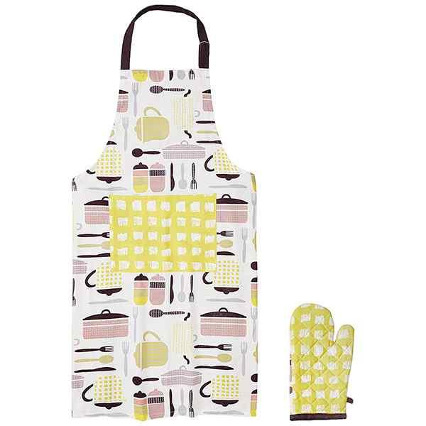 Yellow Customized Kitchen Apron and Oven Glove Set