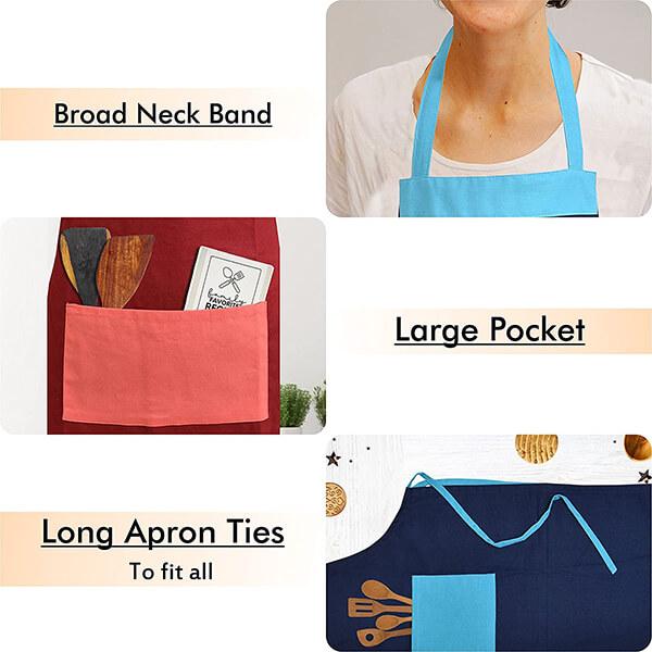 Blue and Maroon Customized Kitchen Apron with Pocket