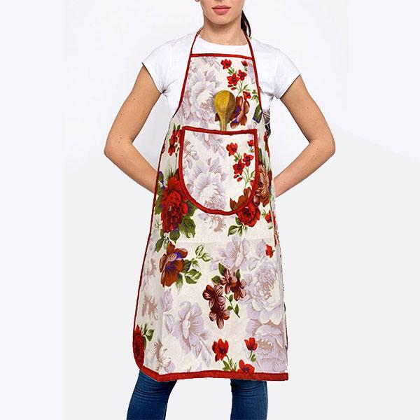 Red Customized Flower Printed Unisex Apron with Front Pocket