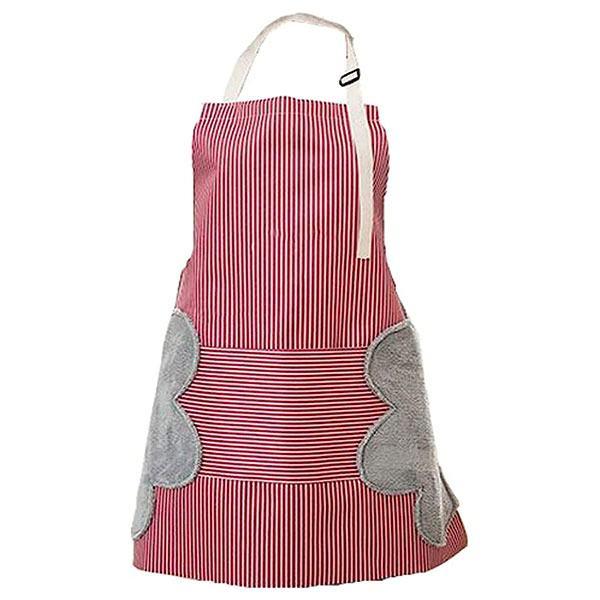 Red Check Customized Apron with Velvet Stitched Pockets