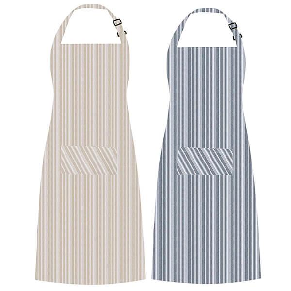 Brown & Grey Stripes Customized Adjustable Unisex Apron Pack of 2