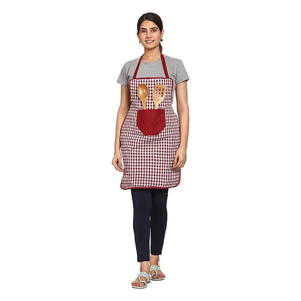 Black & Red Customized Waterproof Apron With Multipurpose Front Pocket, Pack of 2