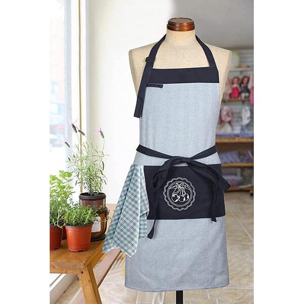 Blue Customized Apron with Adjustable Neck & Centre Pockets