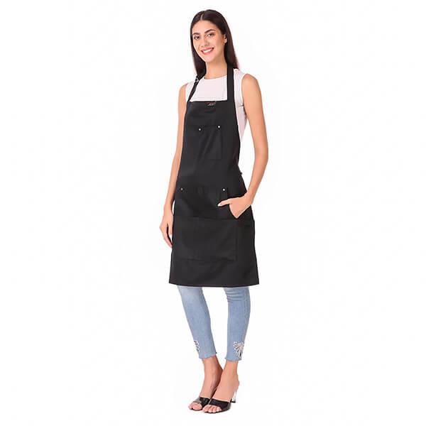 Black Customized Unisex Apron for Kitchen (Adjustable/Two Towel Loop/Five Tool Pockets)