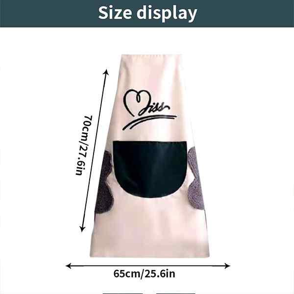 Off-White Customized Apron with Large Pocket and 2 Side Coral Velvet Towels for Hands Wiping