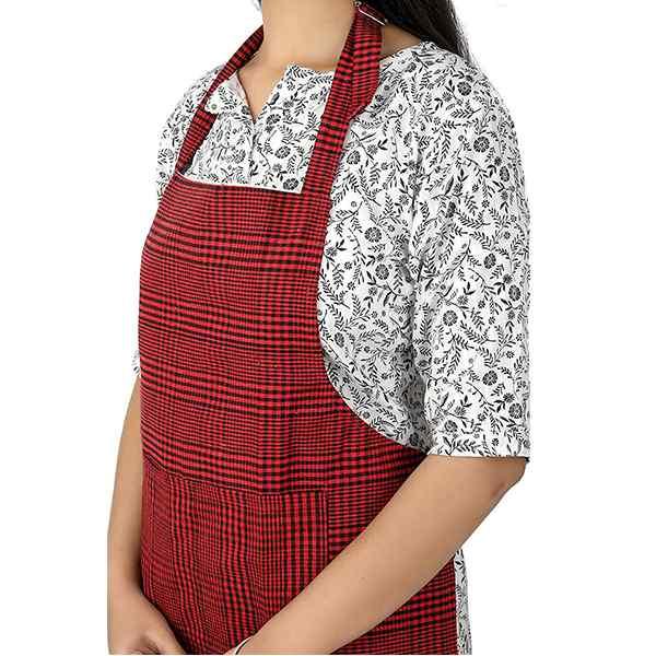 Red Customized Waterproof Unisex Apron with Front Pocket & Adjustable Neck Strap