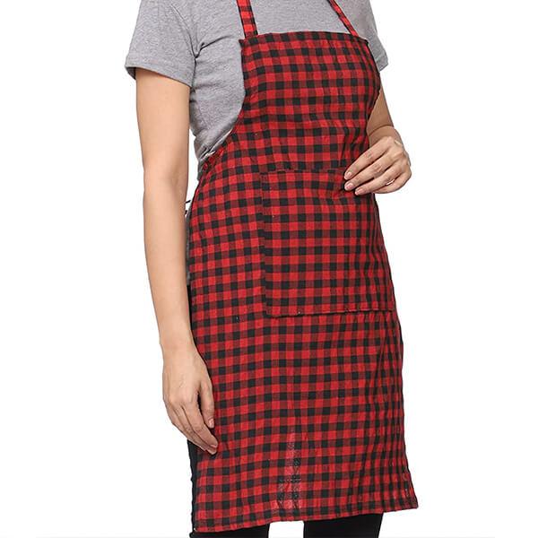 Check Designed Customized Apron With Front Large Pocket Pack of 2