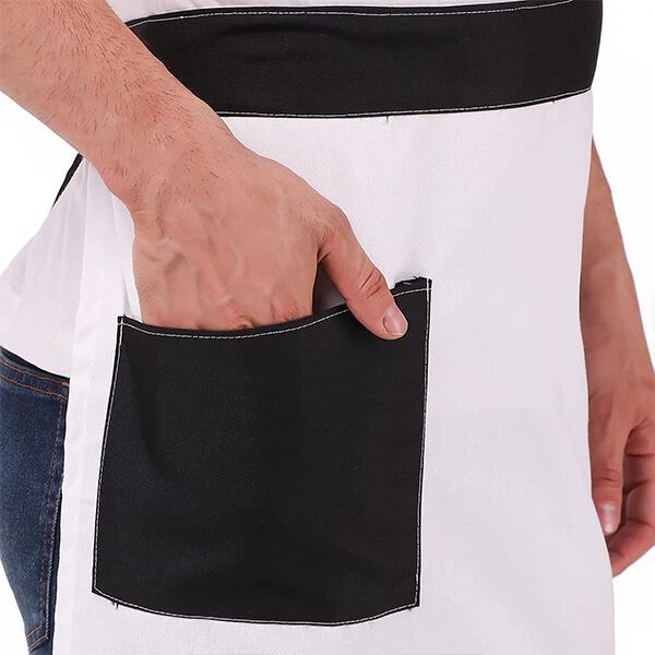 Black-White Customized Unisex Waist Chef Apron with Pocket