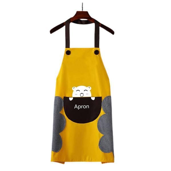 Yellow Customized Center Pocket Hand Women and Men Chef Cooking Cute Unisex Apron, Washable