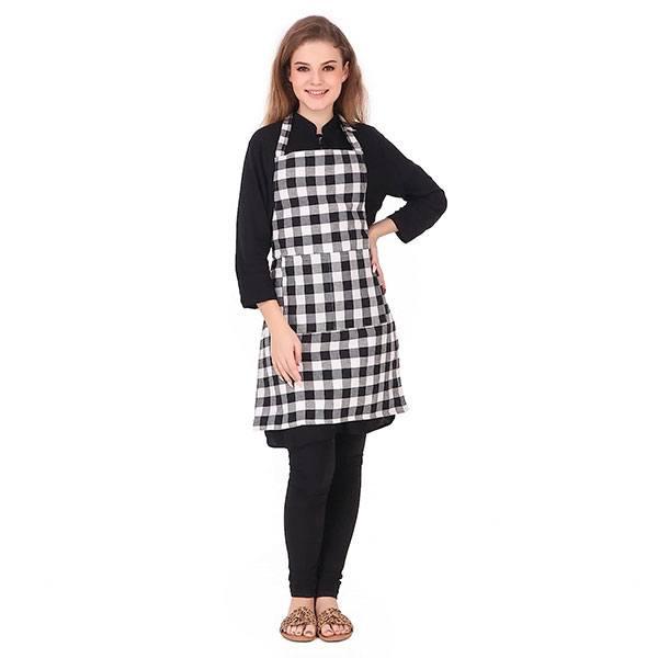 Black White Customized Waterproof Apron with Center Pocket