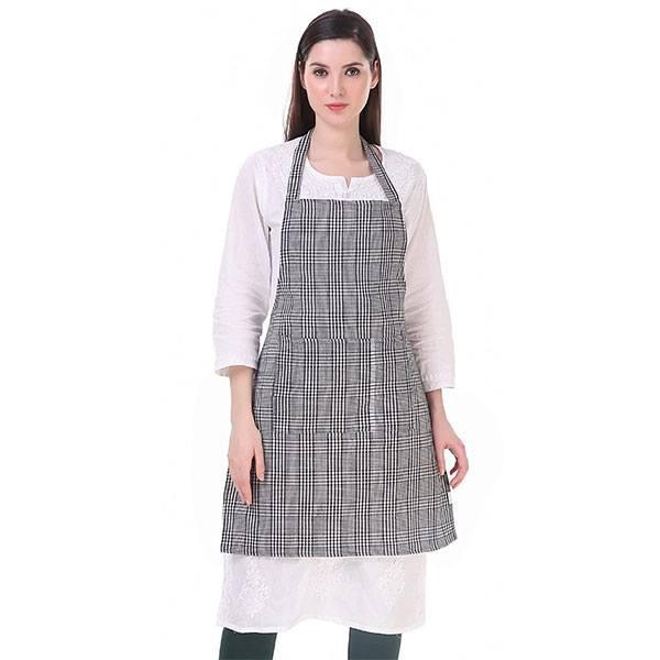 Black Customized Apron with Center Pocket and Adjustable Neck Metal