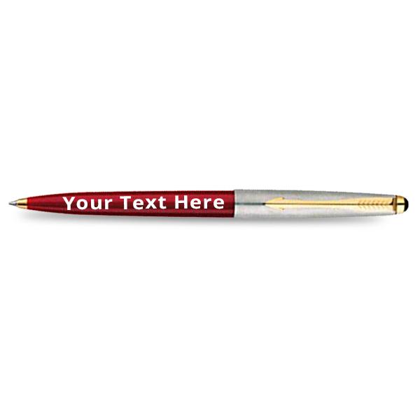 Red Customized Parker Galaxy Stainless Steel Gold Trim Ball Pen