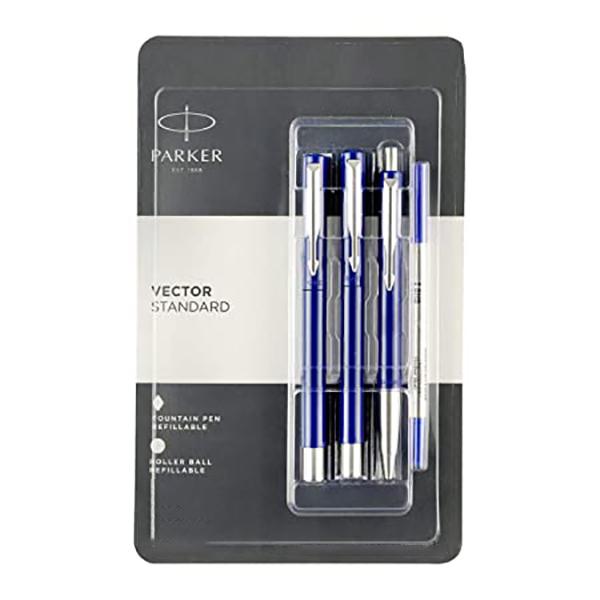 Blue Customized Parker Vector Ball Pen Pack of 3