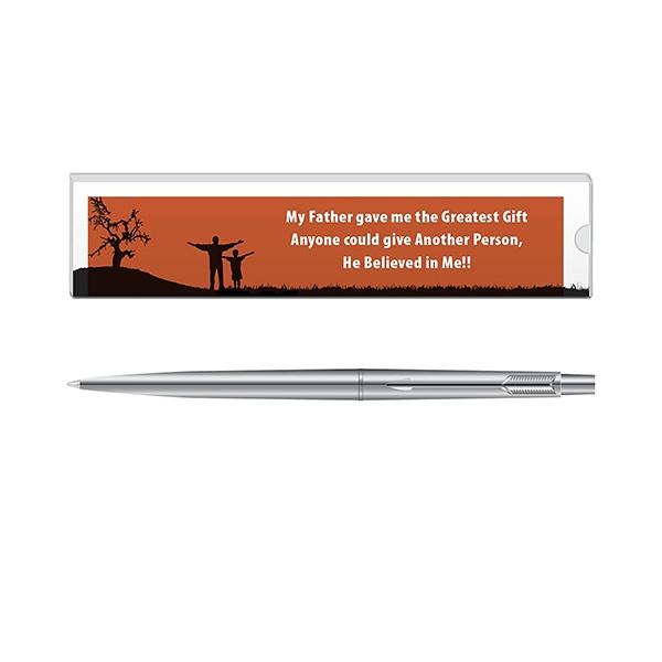 Stainless Steel Customized Parker Classic Ball Pen Chrome Trim, Blue Ink, with Dad Quote