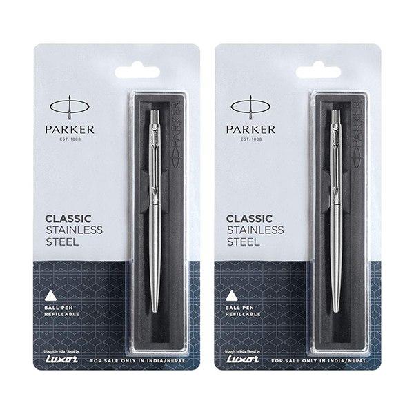 Stainless Steel Customized Parker Classic CT Ball Pen (Pack of 2)