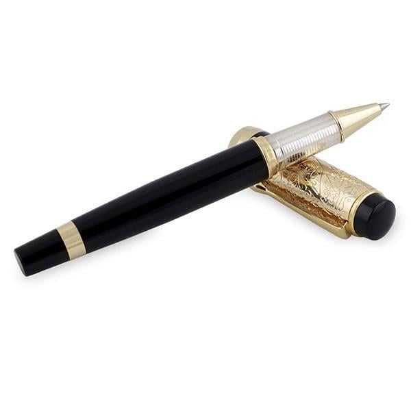 Black and Gold Customized Full Pen Set with Blue Ink and Executive Use Ball Point Pen