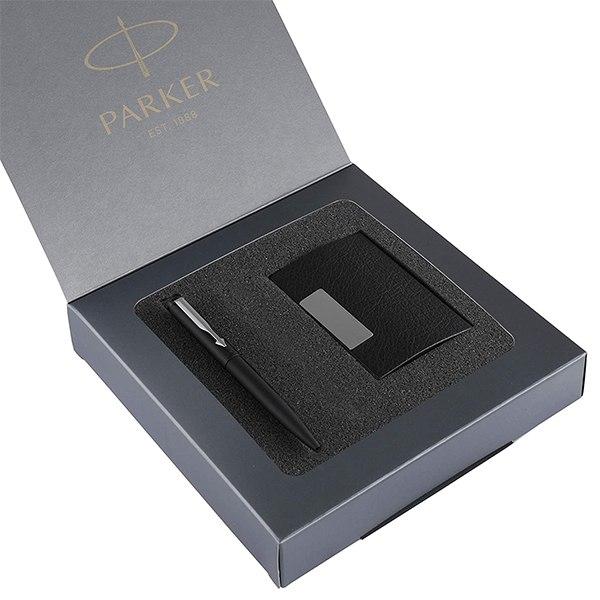 Matte Black Customized Parker Vector Ball Pen with Card Holder