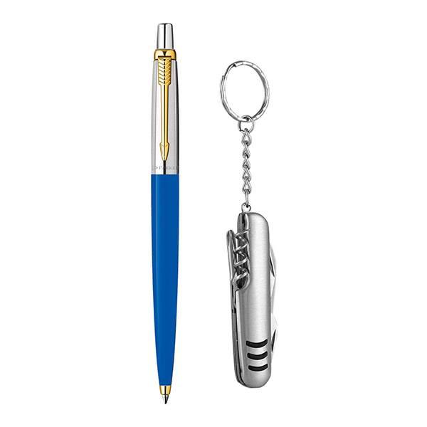 Blue Silver Customized Parker Jotter Standard Ball Pen with Swiss Knife