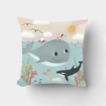 Whale in Sea Customized Photo Printed Cushion