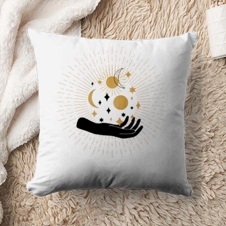 Sun and Moon with Star Design  Customized Photo Printed Cushion
