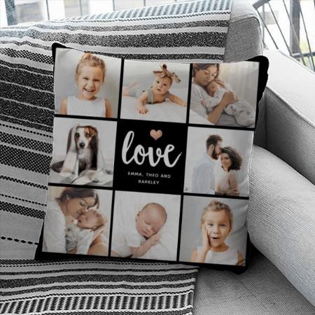 Simple and Chic Photo Collage | Love with Heart Customized Photo Printed Cushion