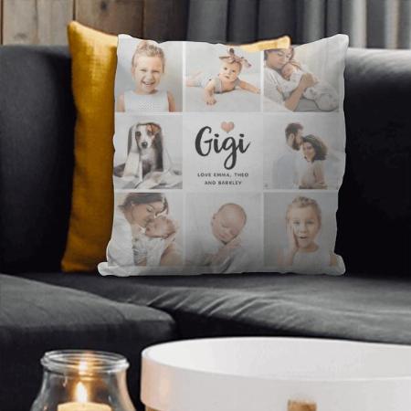Simple and Chic Photo Collage with Heart Customized Photo Printed Cushion
