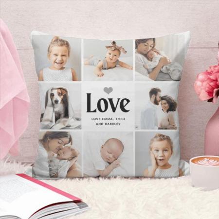 Simple and Modern Love Photo Collage Customized Photo Printed Cushion