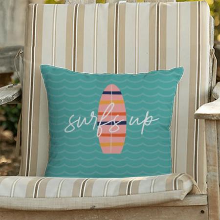 Surfs Up Pink surfboard and waves Customized Photo Printed Cushion