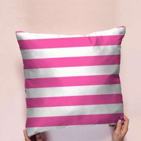 Pink with White Line Design Customized Photo Printed Cushion