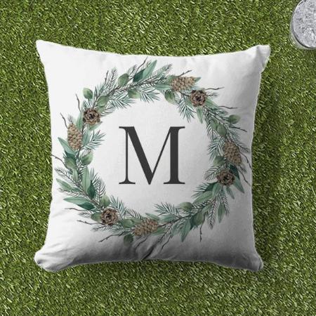 Monogram Initial Wreath Customized Photo Printed Cushion