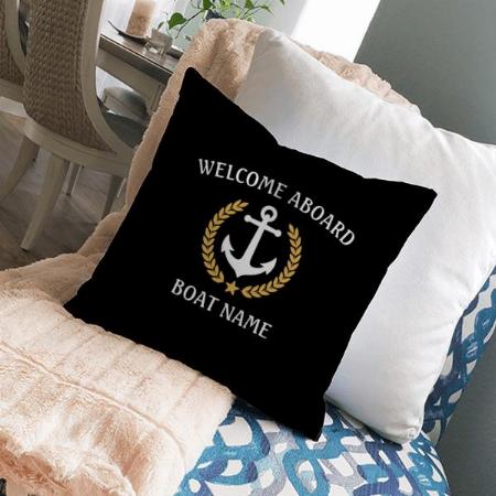 Anchor Laurel Welcome Aboard Design Customized Photo Printed Cushion