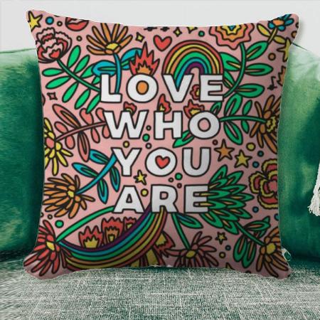 Floral with Rainbow Design Customized Photo Printed Cushion