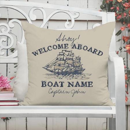 Welcome aboard Personalized Vintage Nautical Customized Photo Printed Cushion
