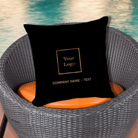 Business Company Logo Black Elegant Modern Customized Photo Printed Cushion