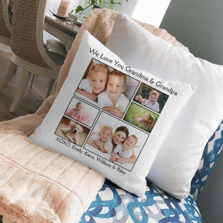 Grandparents We Love You Photo Names Customized Photo Printed Cushion