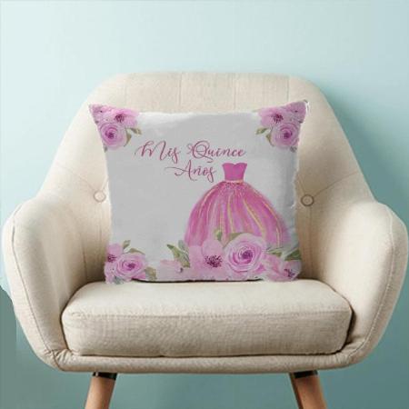 Pink Floral Design Customized Photo Printed Cushion