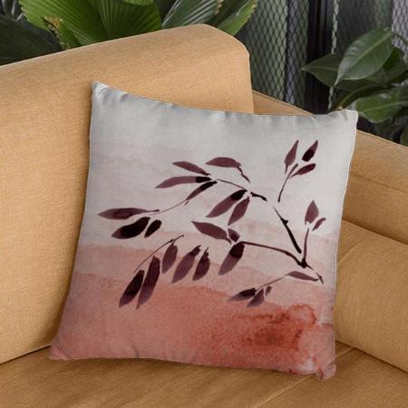 Japandi-Style Watercolor Bamboo Abstract Design Customized Photo Printed Cushion