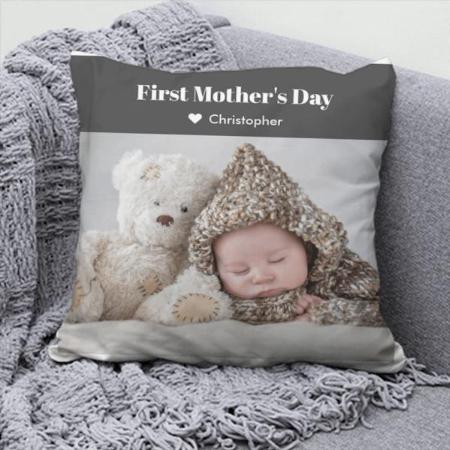 Modern Happy Mothers Day Photo with Name Customized Photo Printed Cushion