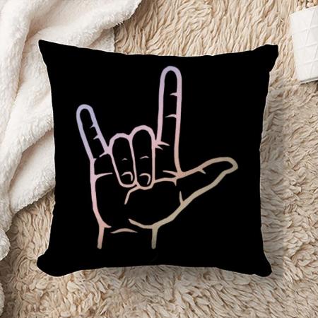Yo Hand Gesture Design Customized Photo Printed Cushion