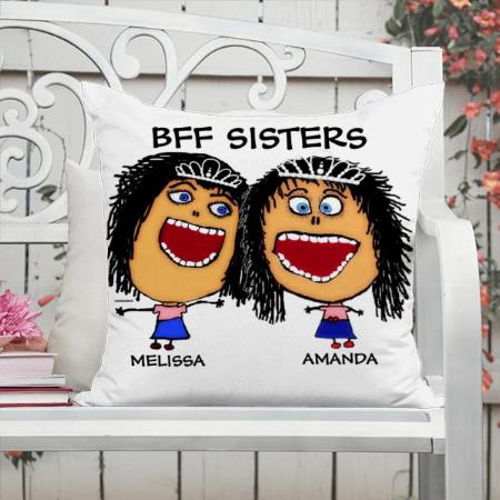 Cartoon Best Friend Sisters Customized Photo Printed Cushion