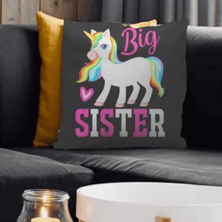 Unicorn Big Sister Design Customized Photo Printed Cushion