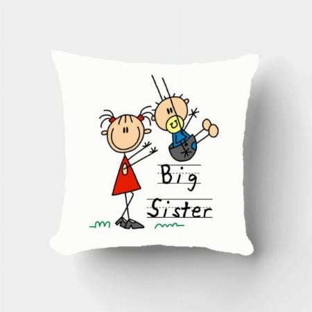 Playing with Sister Cartoon Design Customized Photo Printed Cushion