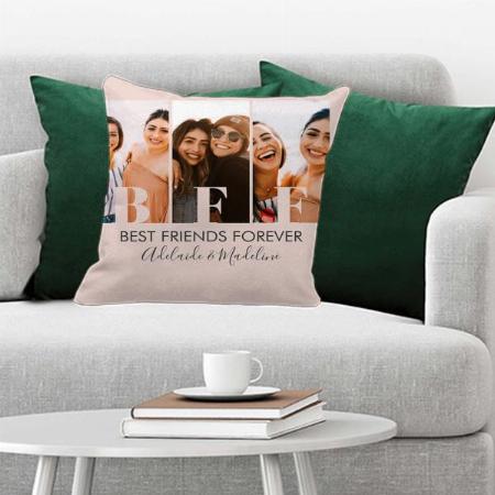 Best Friends Forever 3 Photo Collage Customized Photo Printed Cushion