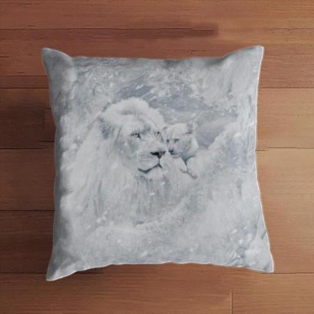 Lion with Cub Design Customized Photo Printed Cushion