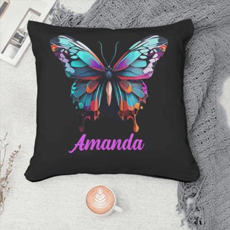 Magical Butterfly Watercolor with Name Customized Photo Printed Cushion