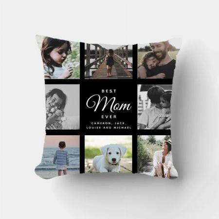 Modern Chic Mother's Day Mom Family Photo Collage Customized Photo Printed Cushion