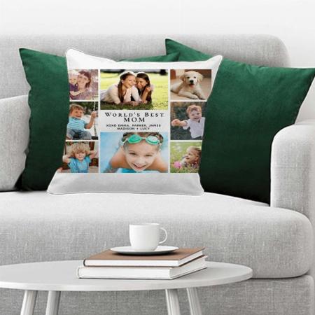 World's Best Mom Photo Collage Customized Photo Printed Cushion